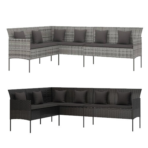 L-shaped Garden Sofa with Cushions Poly Rattan L-shaped Garden Sofa with Cushions Poly Rattan