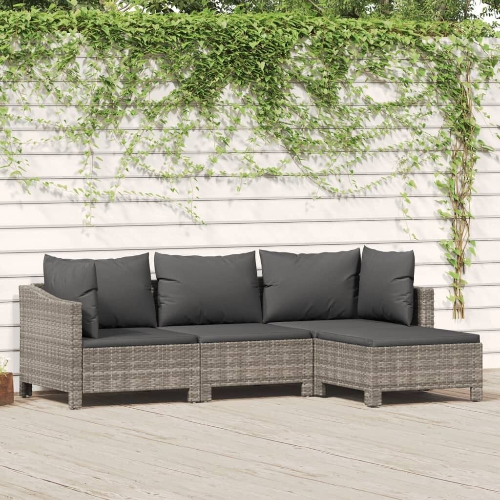 Garden Lounge Set with Cushions Grey Poly Rattan Garden Lounge Set with Cushions Grey Poly Rattan