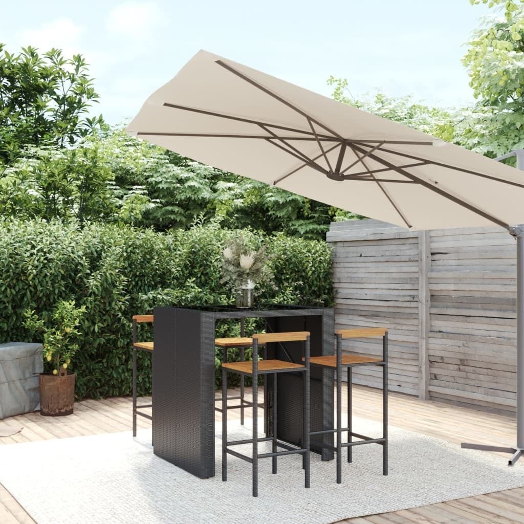 Garden Bar Set Poly Rattan& Solid Wood Acacia Garden Bar Set Poly Rattan& Solid Wood Acacia