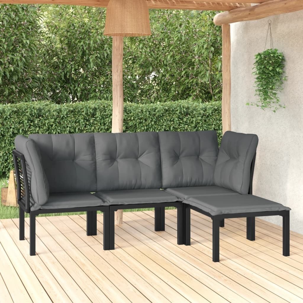 Garden Lounge Set Black and Grey Poly Rattan Garden Lounge Set Black and Grey Poly Rattan