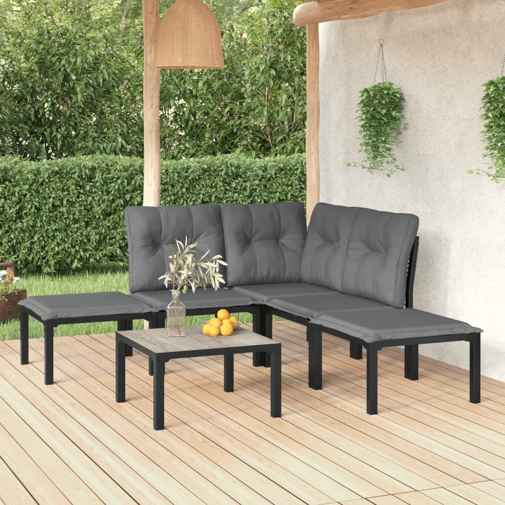 Garden Lounge Set Black and Grey Poly Rattan Garden Lounge Set Black and Grey Poly Rattan