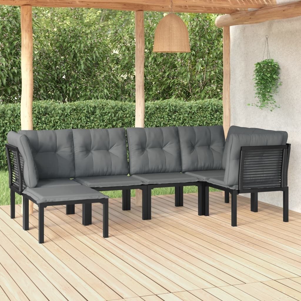 Garden Lounge Set Black and Grey Poly Rattan Garden Lounge Set Black and Grey Poly Rattan