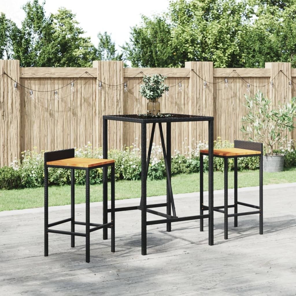 Garden Bar Set Poly Rattan& Solid Wood Acacia Garden Bar Set Poly Rattan& Solid Wood Acacia