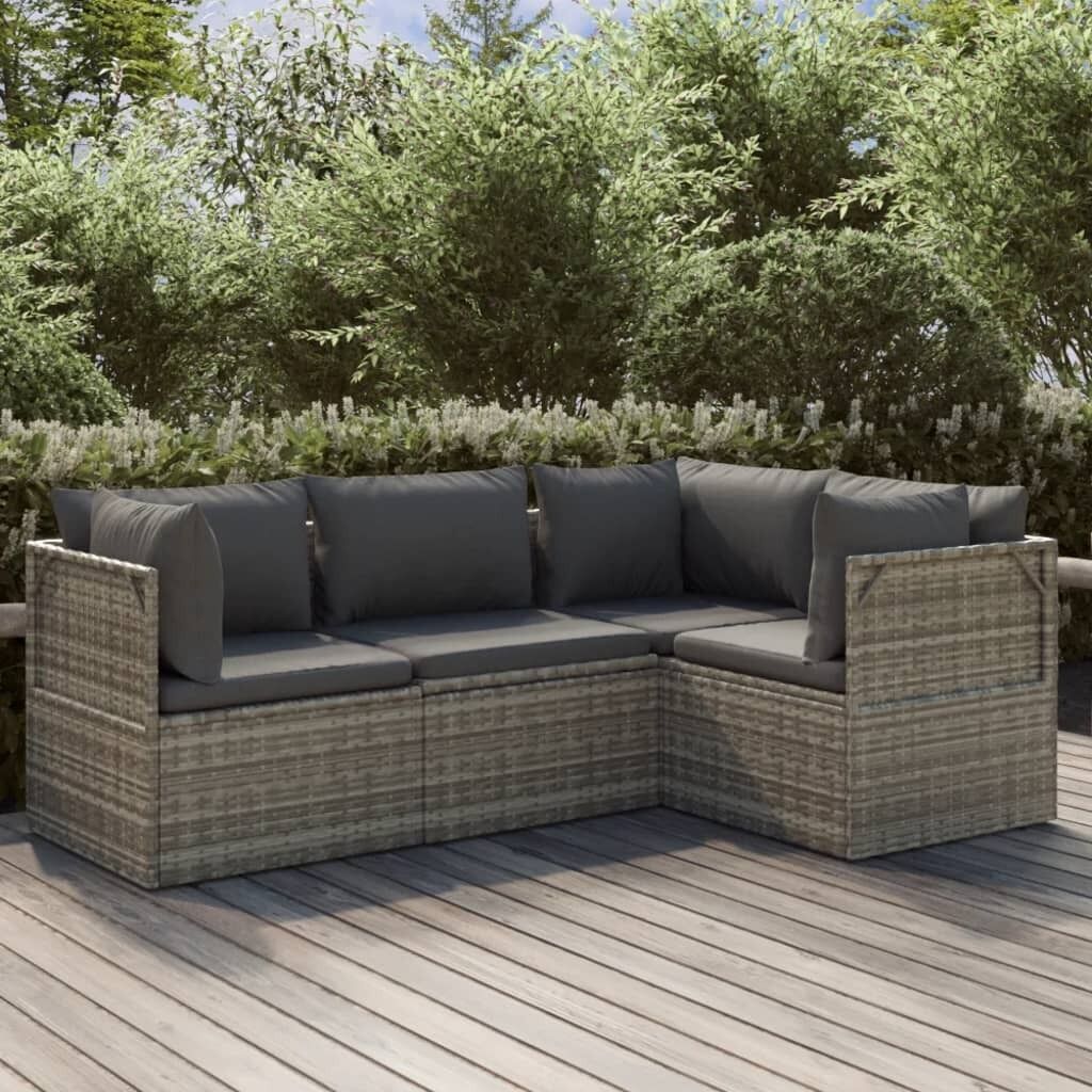 Garden Lounge Set with Cushions Grey Poly Rattan Garden Lounge Set with Cushions Grey Poly Rattan
