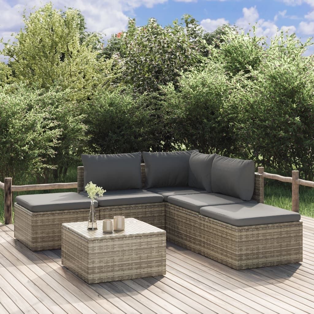 Garden Lounge Set with Cushions Grey Poly Rattan Garden Lounge Set with Cushions Grey Poly Rattan