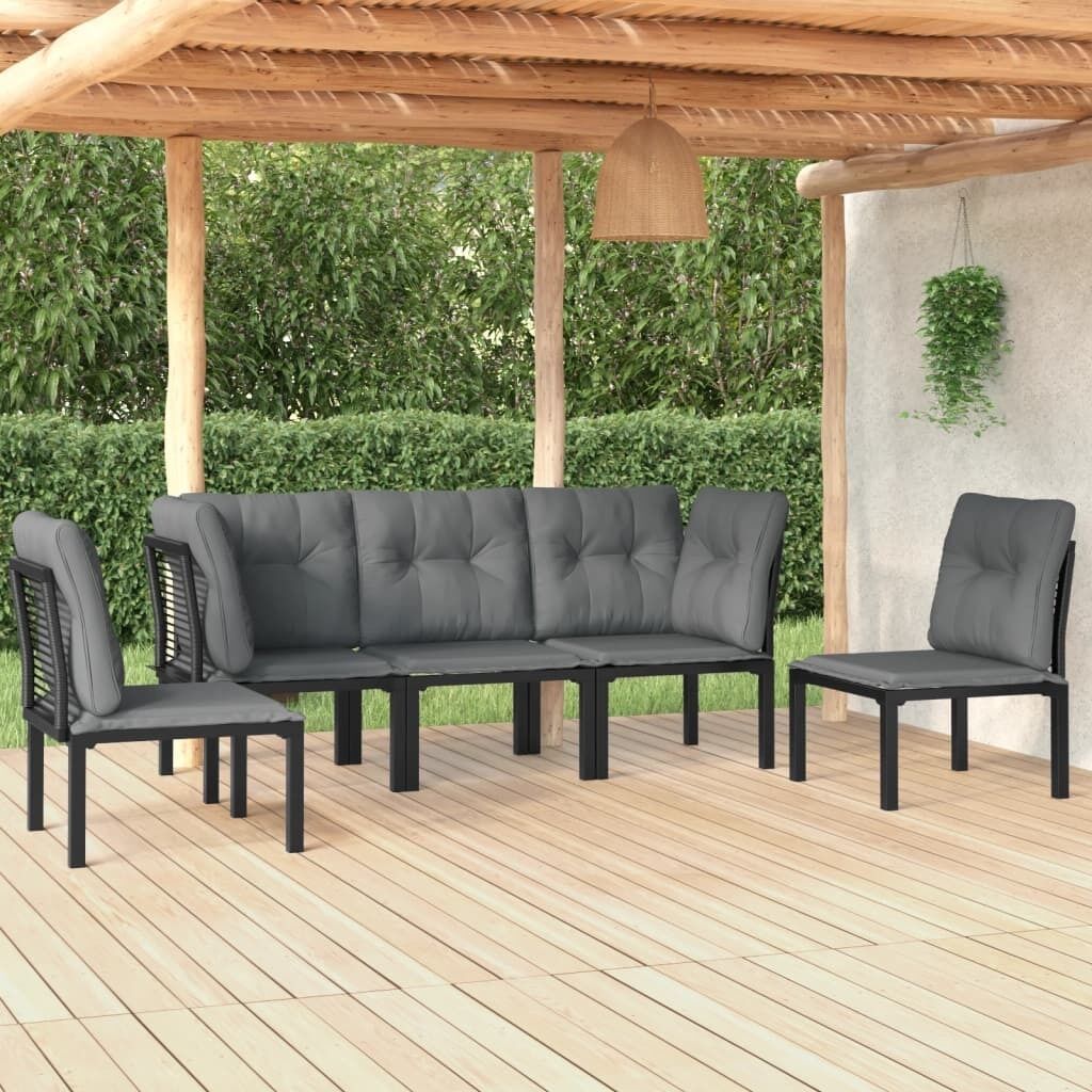 Garden Lounge Set Black and Grey Poly Rattan Garden Lounge Set Black and Grey Poly Rattan