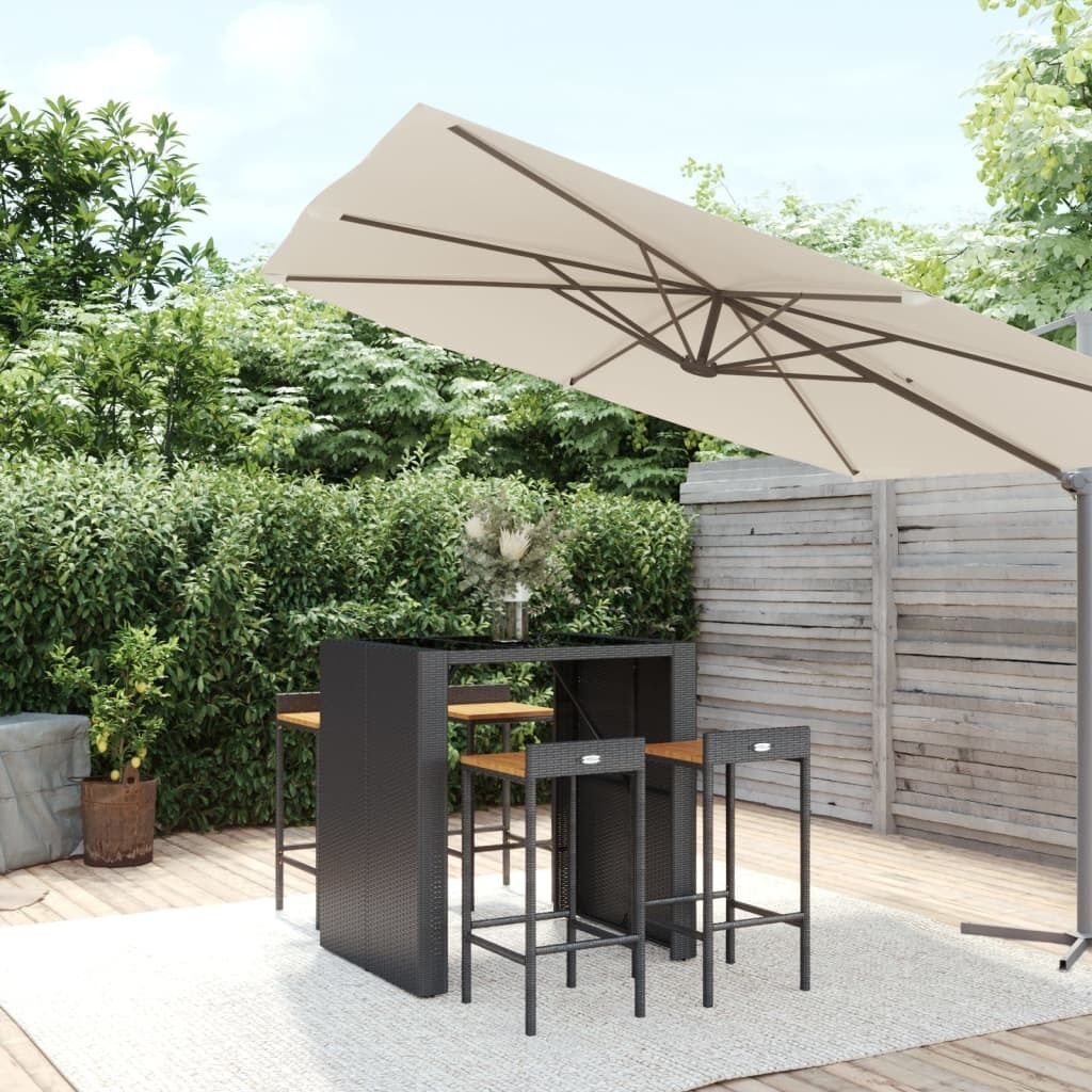 Garden Bar Set Poly Rattan& Solid Wood Acacia Garden Bar Set Poly Rattan& Solid Wood Acacia