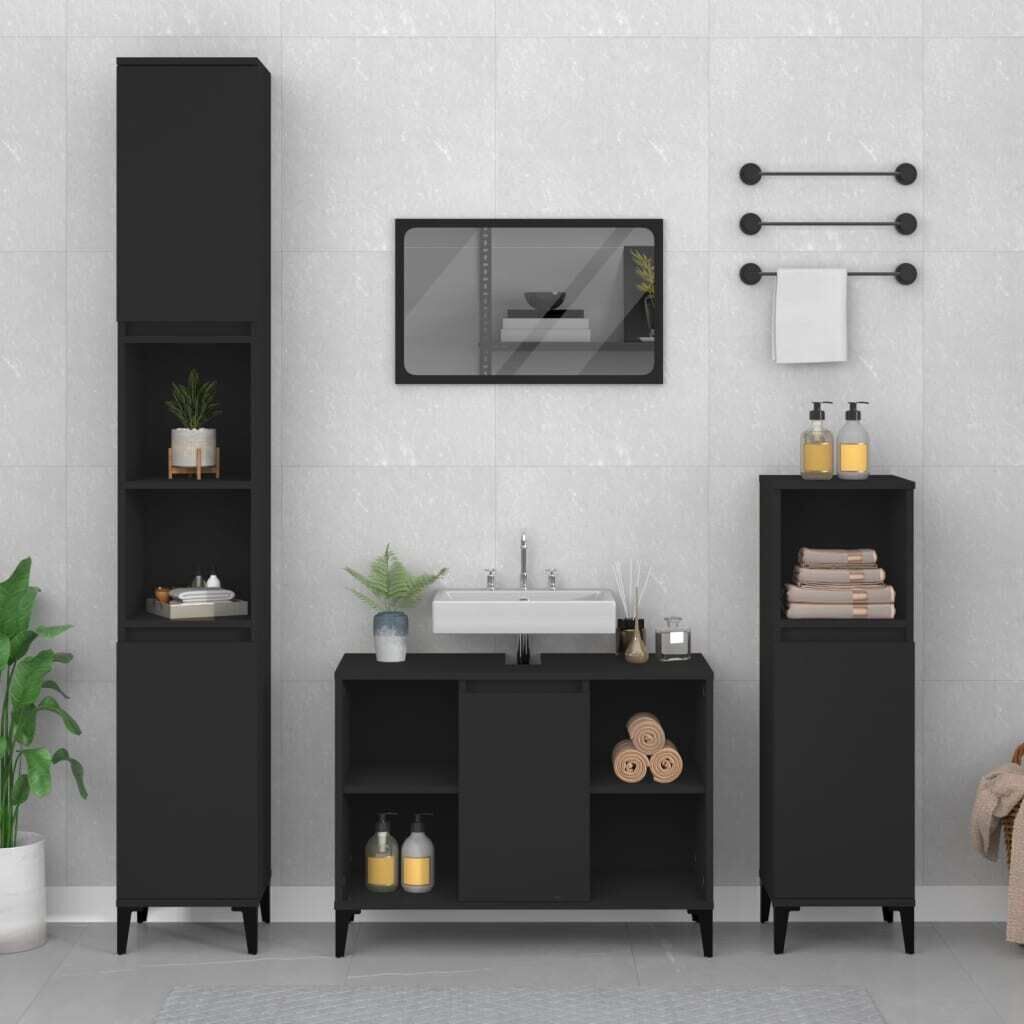 3 Piece Bathroom Furniture Set Engineered Wood 3 Piece Bathroom Furniture Set Engineered Wood