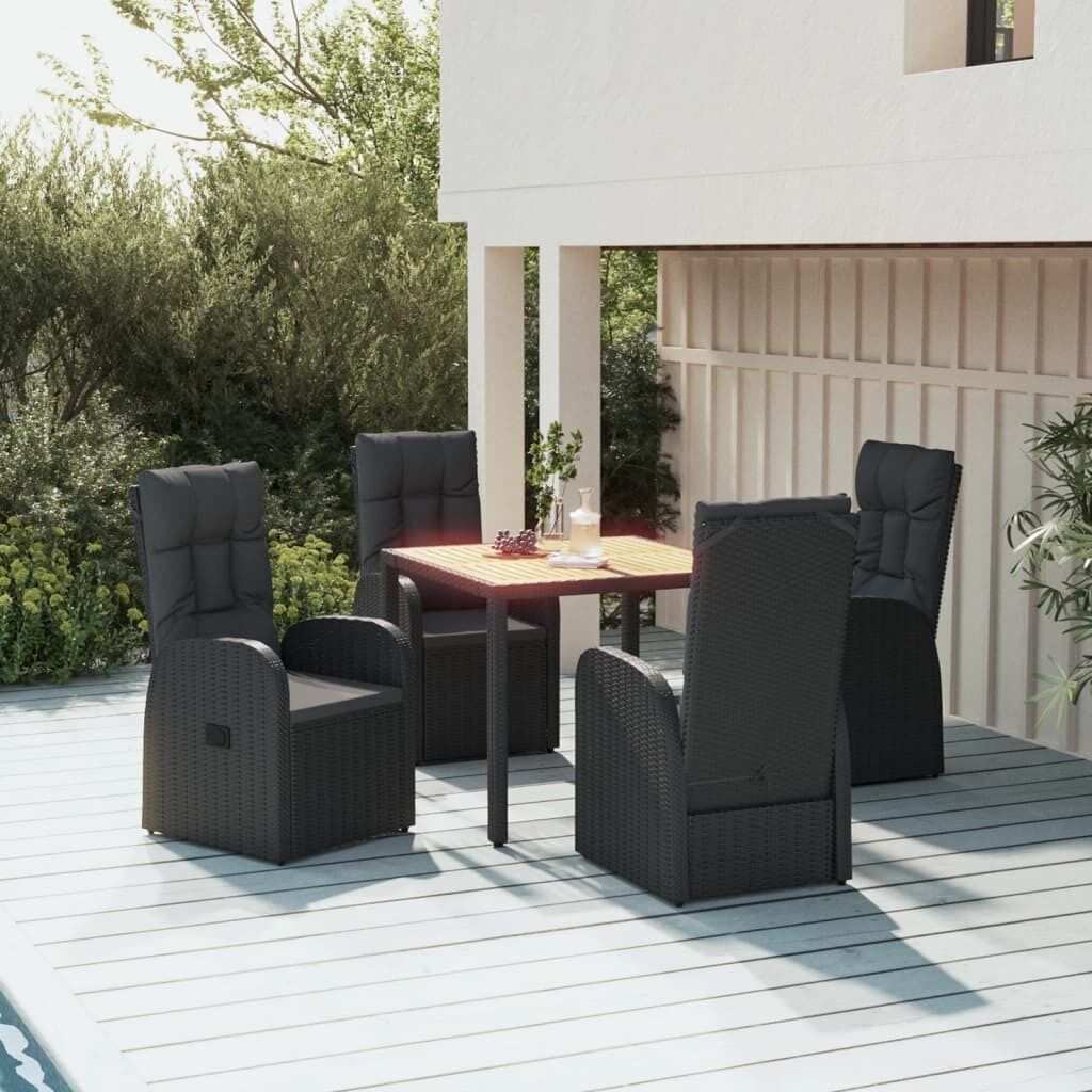 Garden Dining Set with Cushions Black Poly Rattan Garden Dining Set with Cushions Black Poly Rattan