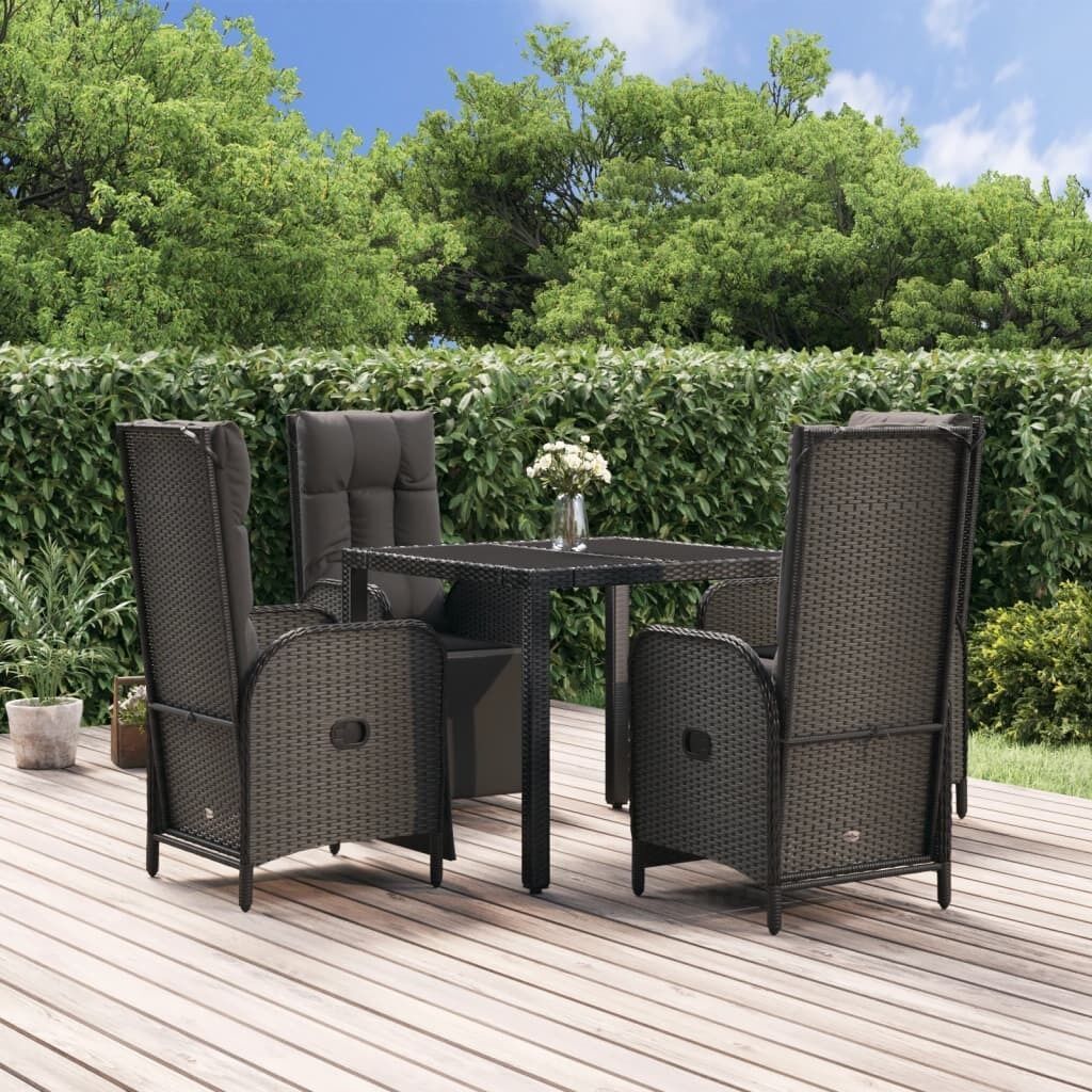 Garden Dining Set with Cushions Black Poly Rattan Garden Dining Set with Cushions Black Poly Rattan