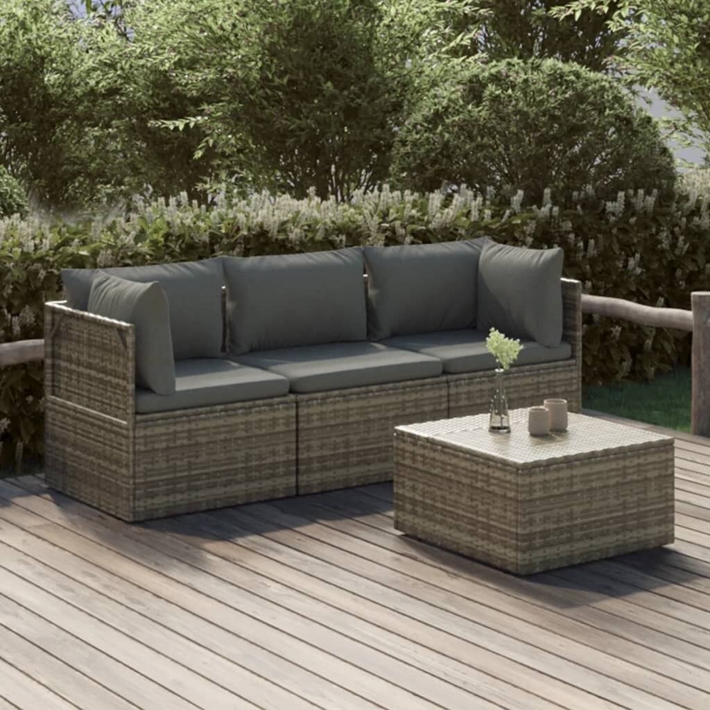 Garden Lounge Set with Cushions Grey Poly Rattan Garden Lounge Set with Cushions Grey Poly Rattan