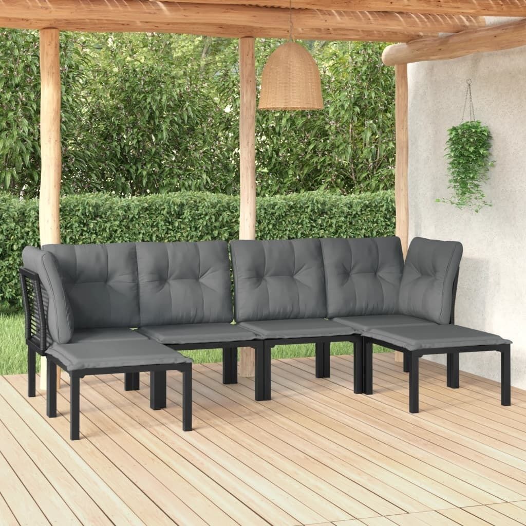 Garden Lounge Set Black and Grey Poly Rattan Garden Lounge Set Black and Grey Poly Rattan
