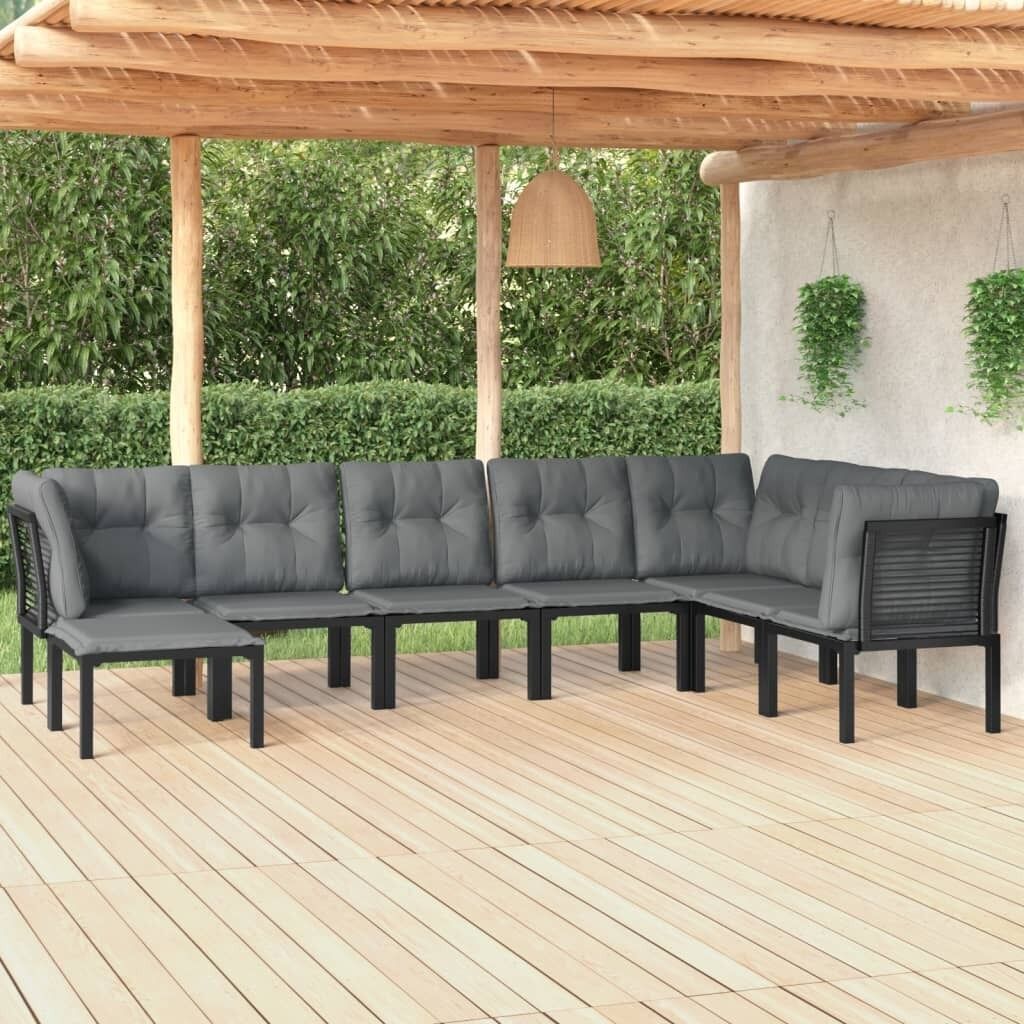 Garden Lounge Set Black and Grey Poly Rattan Garden Lounge Set Black and Grey Poly Rattan