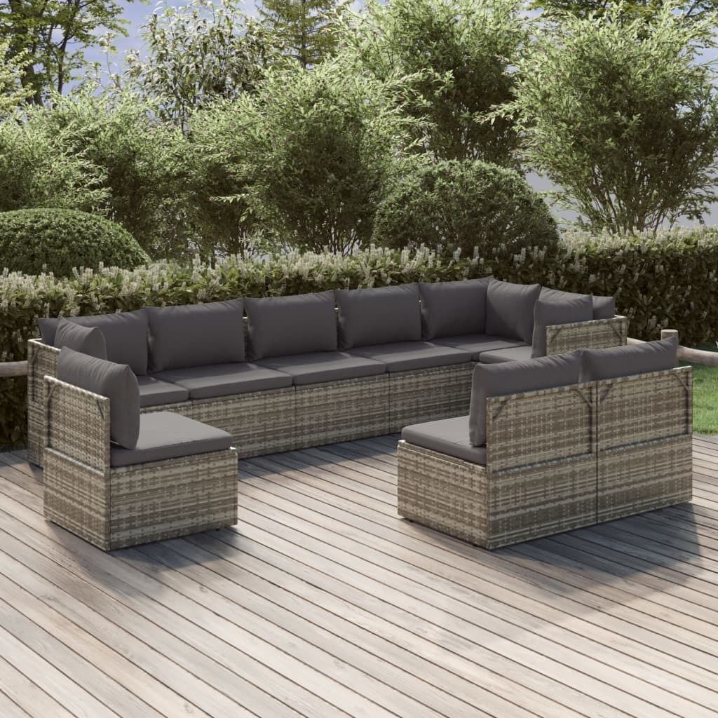 Garden Lounge Set with Cushions Grey Poly Rattan Garden Lounge Set with Cushions Grey Poly Rattan
