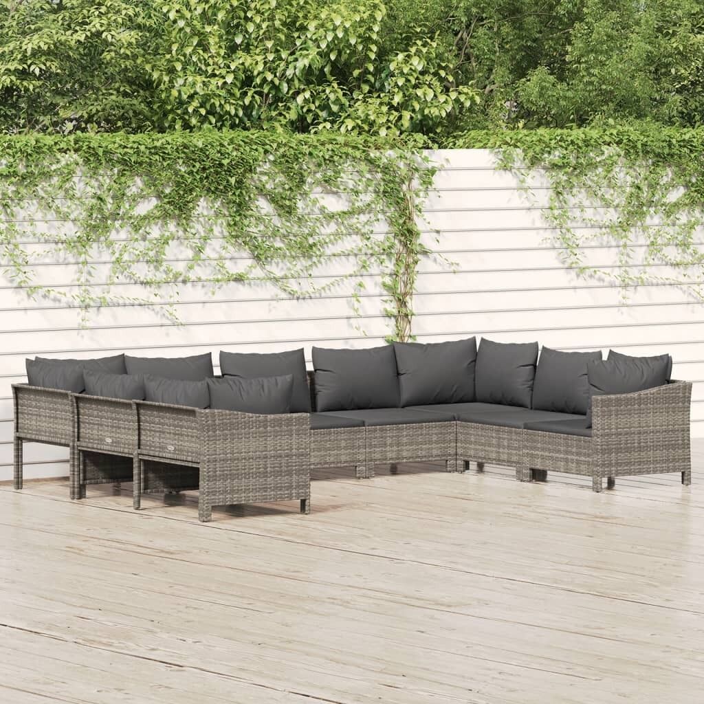 Garden Lounge Set with Cushions Grey Poly Rattan Garden Lounge Set with Cushions Grey Poly Rattan