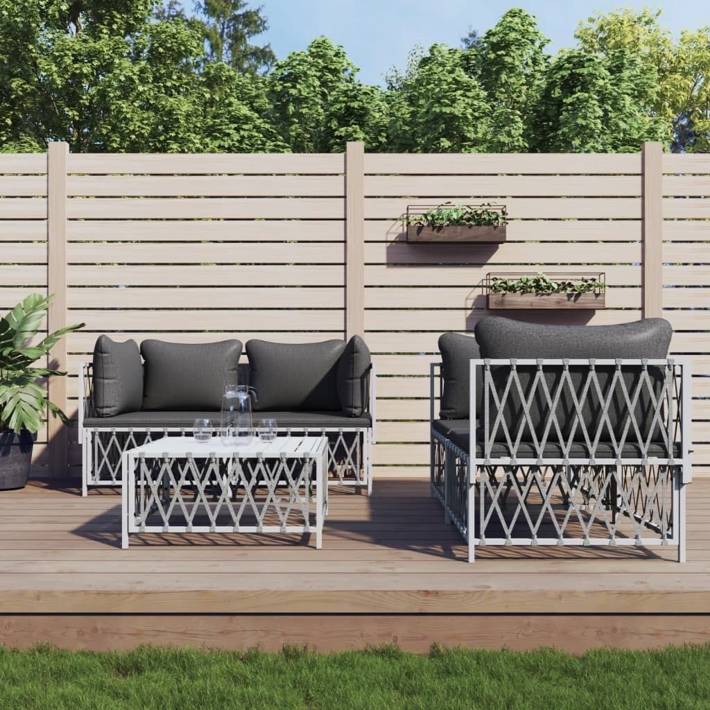 Garden Lounge Set with Cushions Steel Garden Lounge Set with Cushions Steel