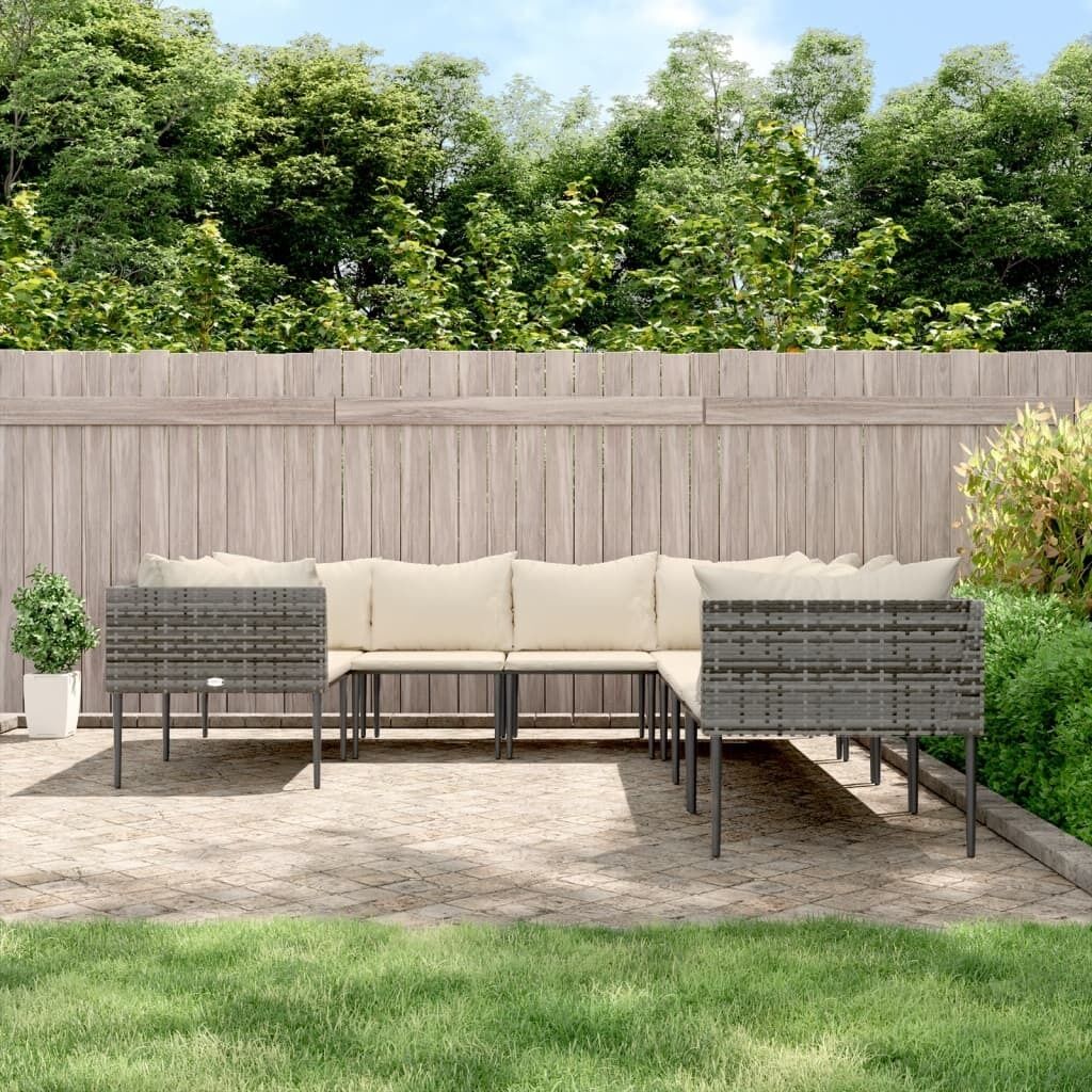 Garden Lounge Set with Cushions Grey Poly Rattan Garden Lounge Set with Cushions Grey Poly Rattan