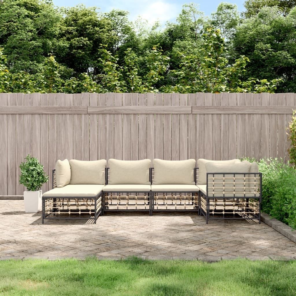 Garden Lounge Set with Cushions Anthracite Poly Rattan Garden Lounge Set with Cushions Anthracite Poly Rattan