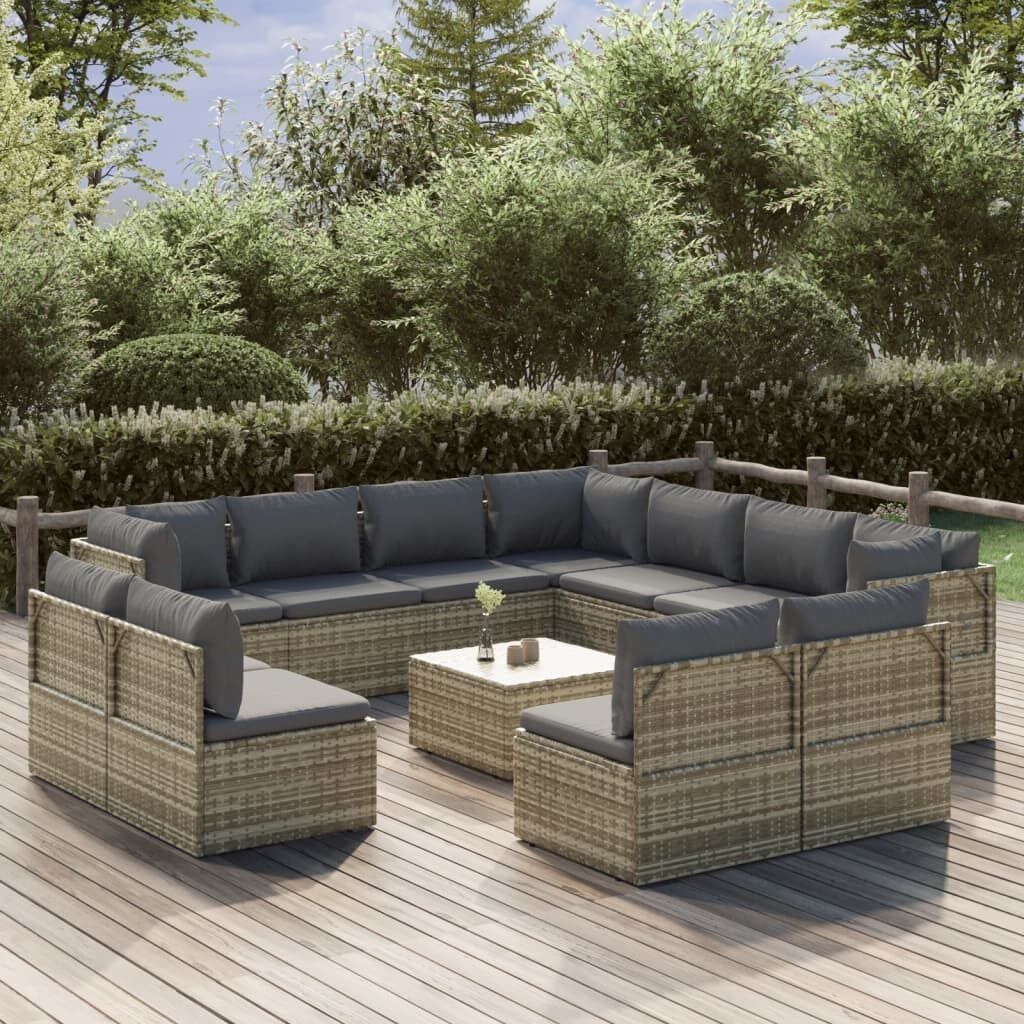 Garden Lounge Set with Cushions Grey Poly Rattan Garden Lounge Set with Cushions Grey Poly Rattan