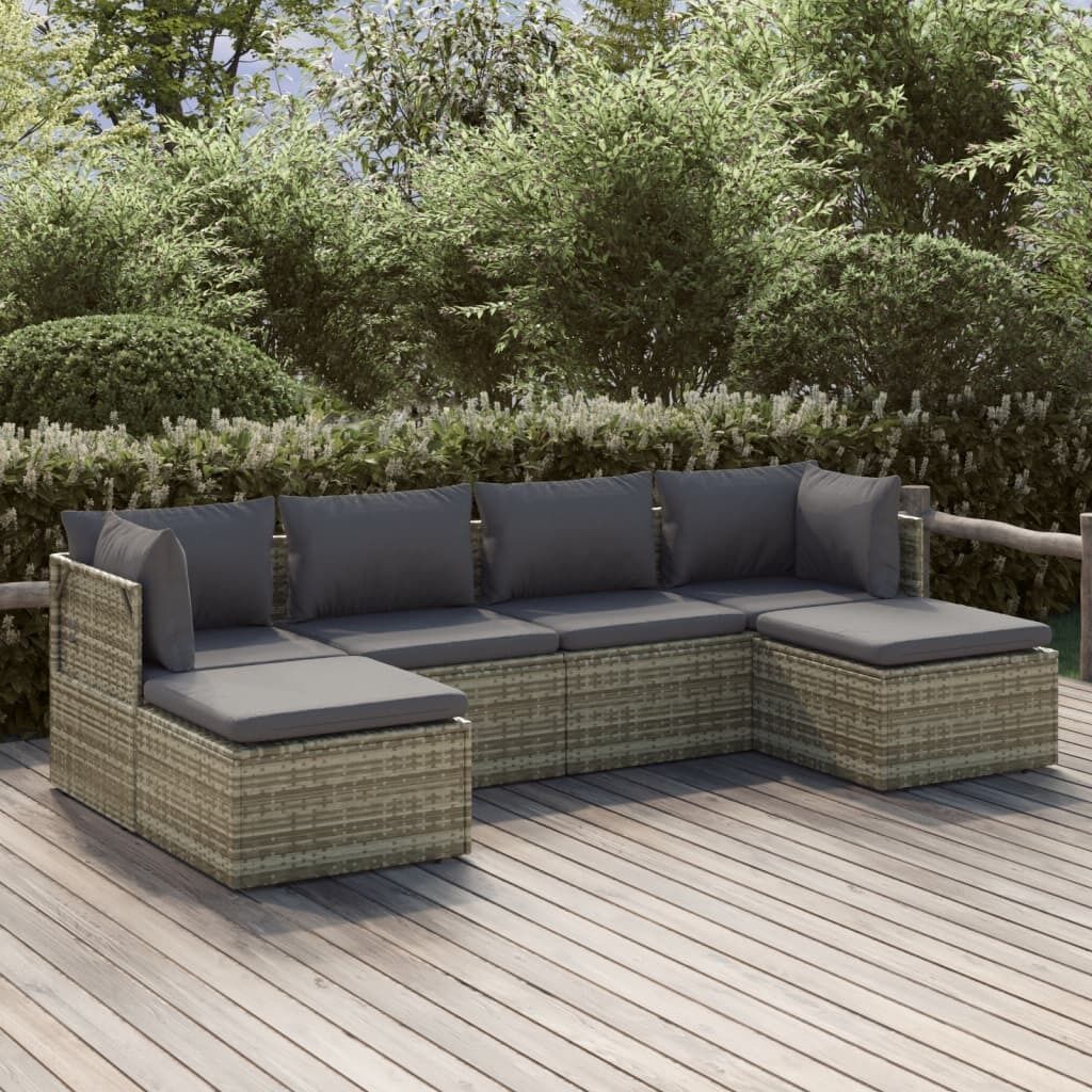Garden Lounge Set with Cushions Grey Poly Rattan Garden Lounge Set with Cushions Grey Poly Rattan