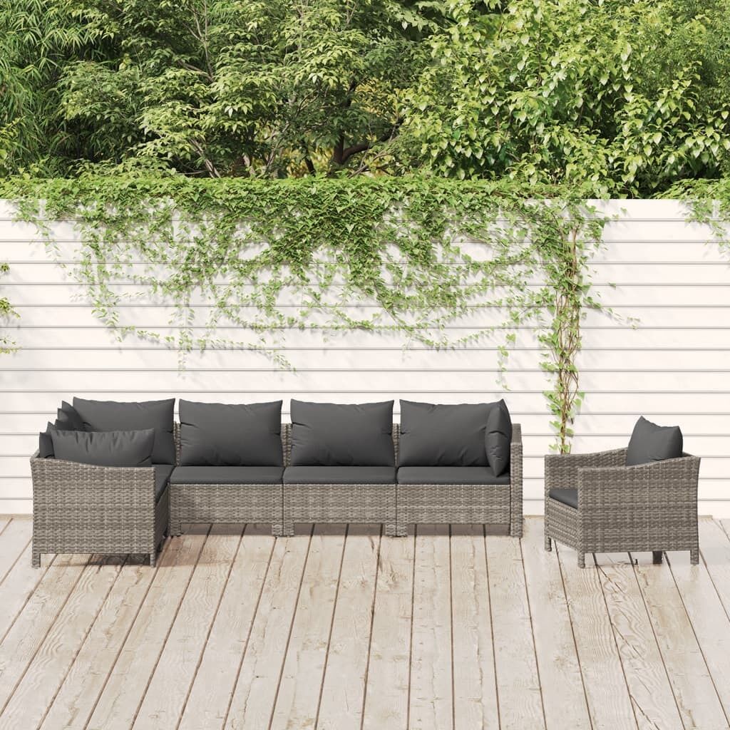 Garden Lounge Set with Cushions Grey Poly Rattan Garden Lounge Set with Cushions Grey Poly Rattan