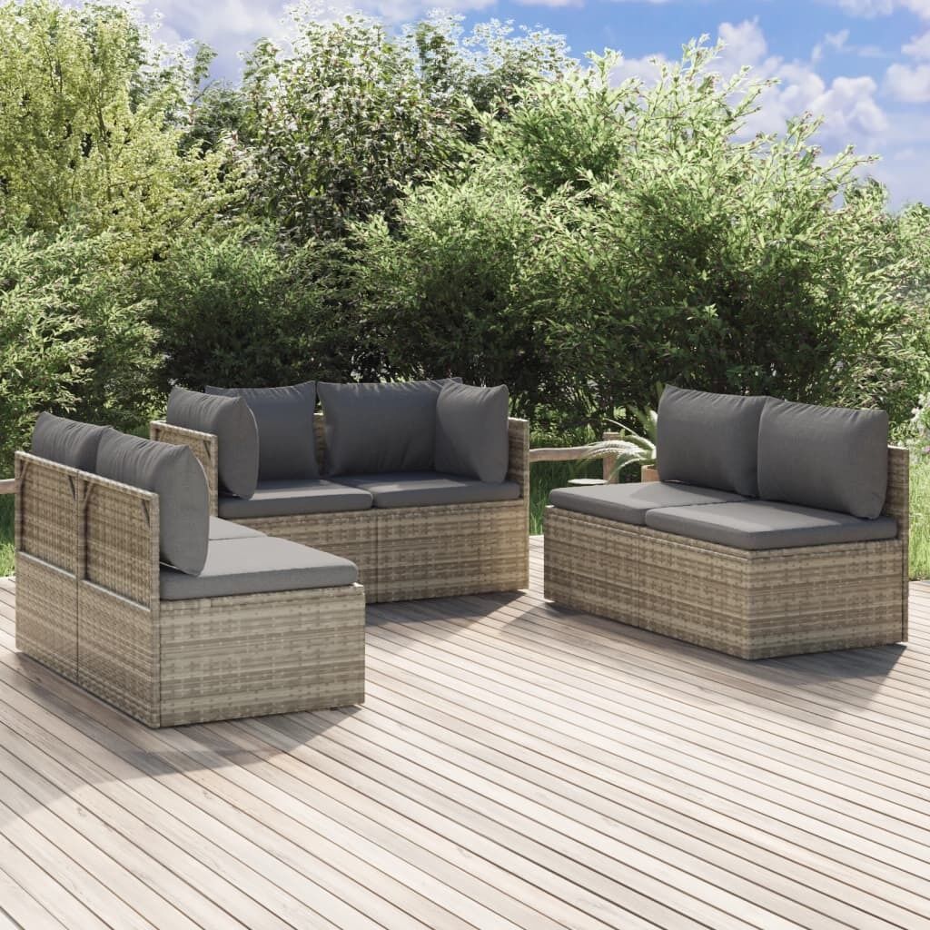 Garden Lounge Set with Cushions Grey Poly Rattan Garden Lounge Set with Cushions Grey Poly Rattan