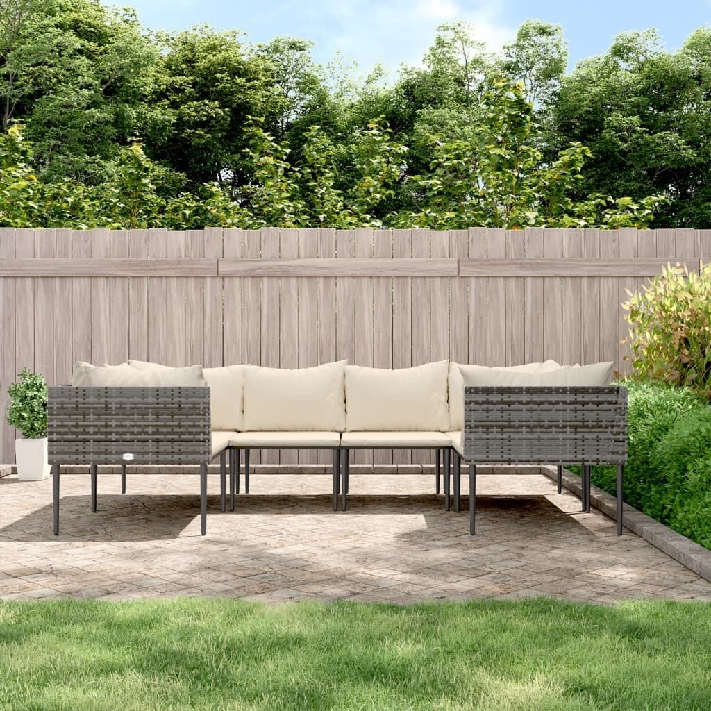 Garden Lounge Set with Cushions Grey Poly Rattan Garden Lounge Set with Cushions Grey Poly Rattan