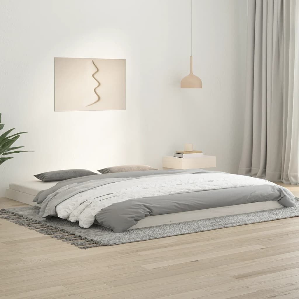 Bed Frame without Mattress White 183x203 cm King Solid Wood Pine Bed Frame without Mattress White 183x203 cm King Solid Wood Pine