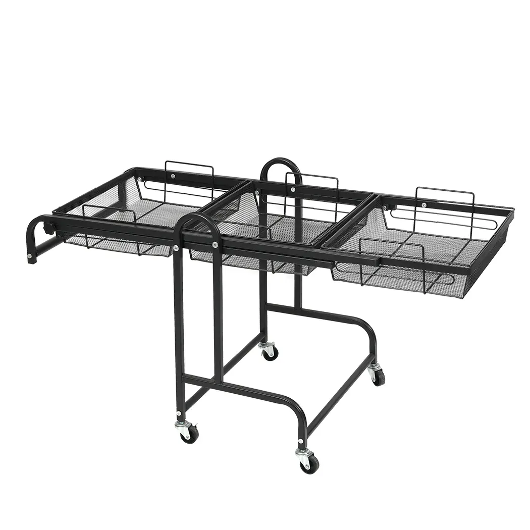 3 Tier Kitchen Trolley Cart Swivel Black Colour 3 Tier Kitchen Trolley Cart Swivel Black Colour