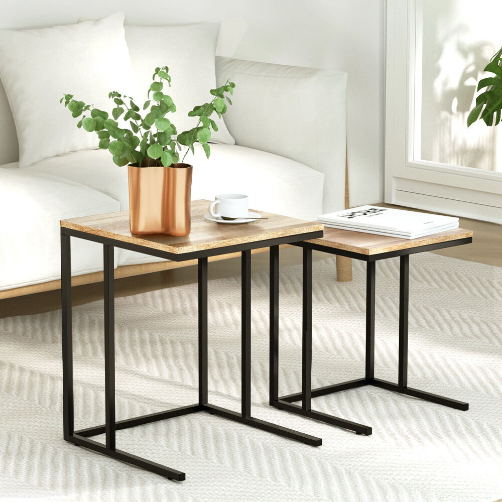 Artiss Nesting Coffee Table Sef of 2 Walnut Brok Artiss Nesting Coffee Table Sef of 2 Walnut Brok