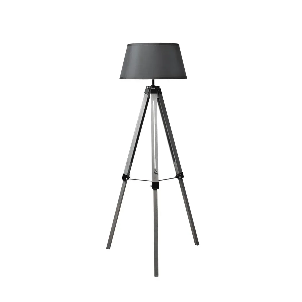 Tripod Wooden Floor Lamp Shaded Grey Tripod Wooden Floor Lamp Shaded Grey