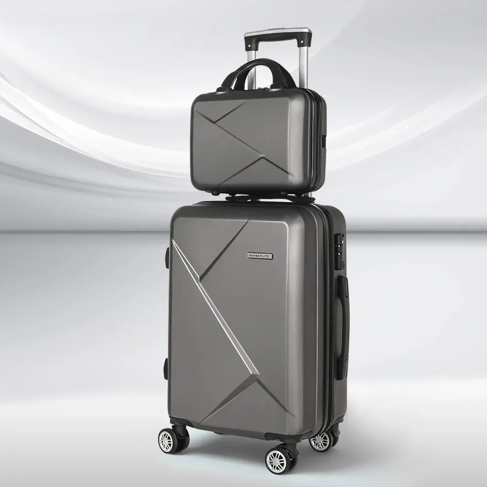2pc Luggage 12" 20" Trolley Travel Suitcase Storage Carry On TSA Lock Dark Grey 2pc Luggage 12" 20" Trolley Travel Suitcase Storage Carry On TSA Lock Dark Grey