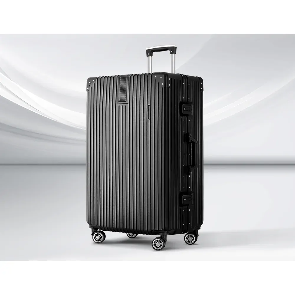 28" Luggage Trolley Travel Suitcase Set TSA Hard Case Lightweight Aluminum Black 28" Luggage Trolley Travel Suitcase Set TSA Hard Case Lightweight Aluminum Black