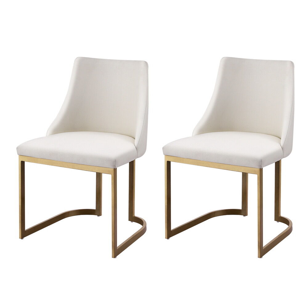 Dining Chairs Set of 2 Linen Fabric Frame Beige Dining Chairs Set of 2 Linen Fabric Frame Beige