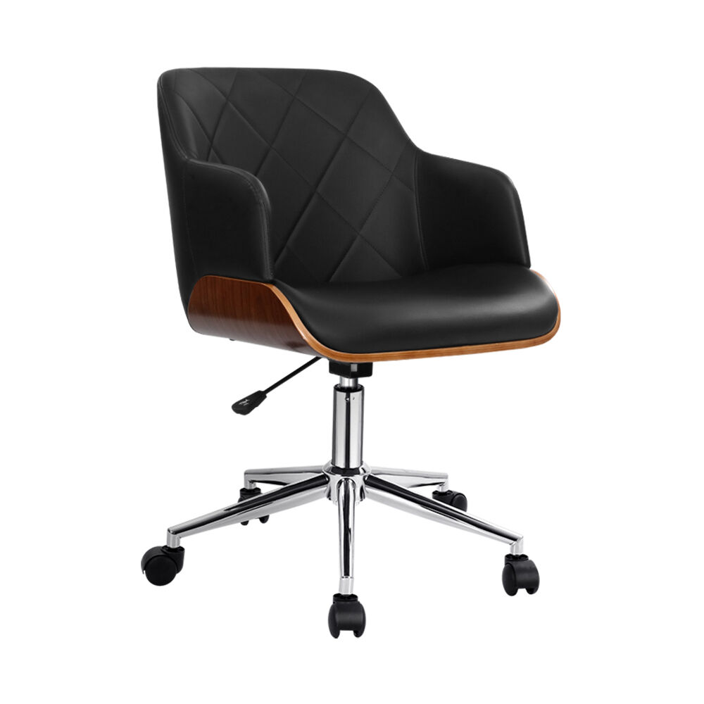 Artiss Wooden Office Chair Fabric Seat Black Artiss Wooden Office Chair Fabric Seat Black