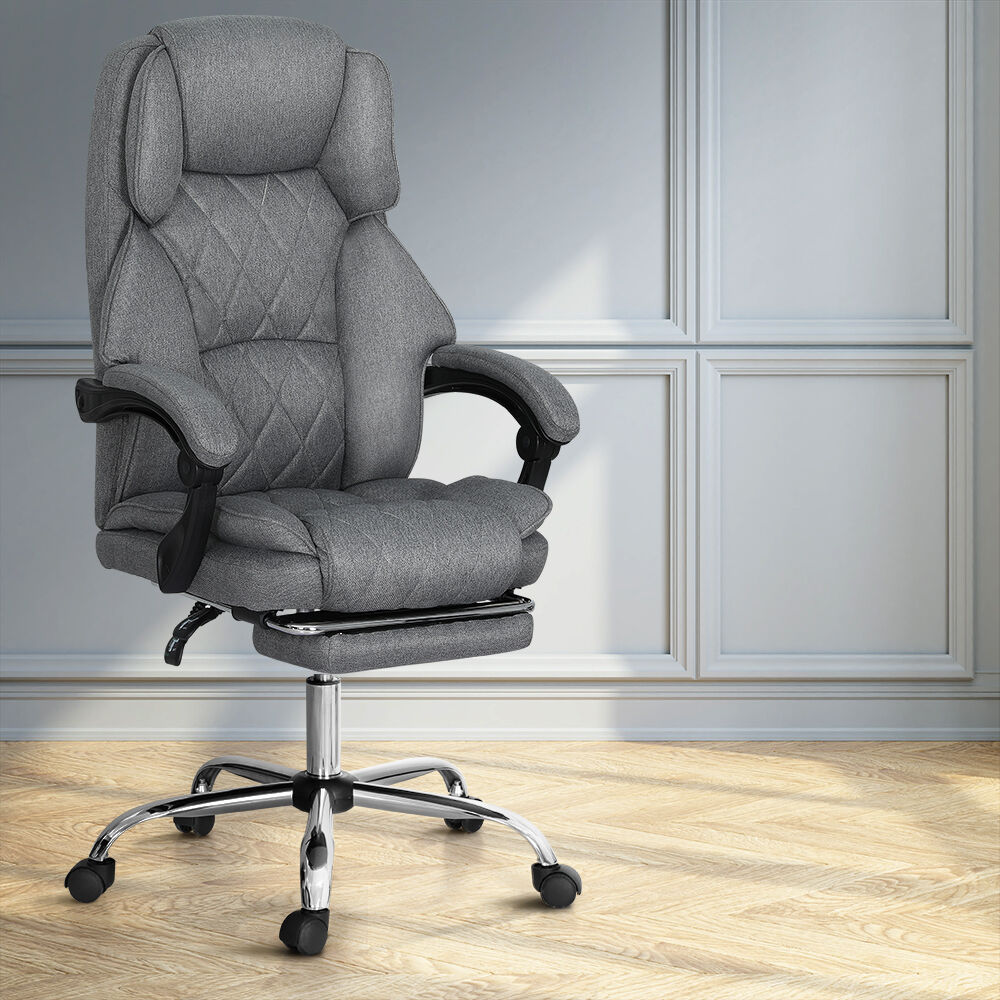 Executive Office Chair Fabric Footrest Grey Executive Office Chair Fabric Footrest Grey