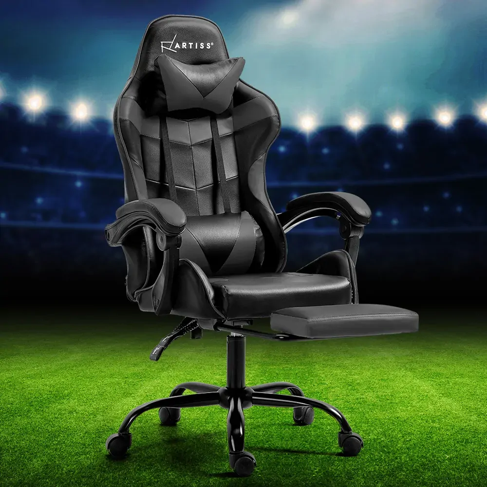 Gaming Office Chair Executive Computer Leather Chairs Footrest Grey Gaming Office Chair Executive Computer Leather Chairs Footrest Grey