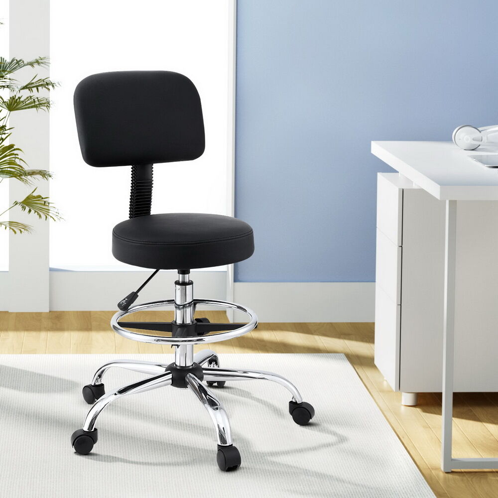 Artiss Office Chair Drafting Computer Standing Desk Chairs Ergonomic PU Black Artiss Office Chair Drafting Computer Standing Desk Chairs Ergonomic PU Black