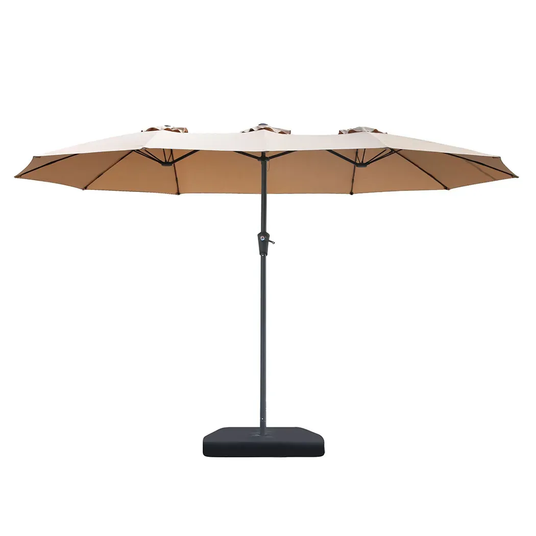 Centra 4M Double-sided Patio Umbrella Outdoor Umbrella Base Stand Khaki Centra 4M Double-sided Patio Umbrella Outdoor Umbrella Base Stand Khaki