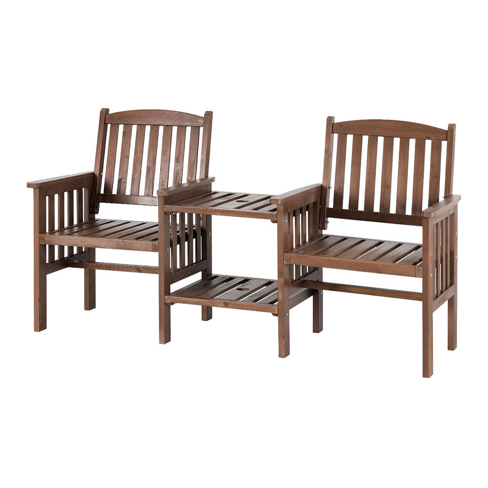 Gardeon Outdoor Garden Bench Loveseat Wooden Table Chairs Patio Furniture Brown Gardeon Outdoor Garden Bench Loveseat Wooden Table Chairs Patio Furniture Brown