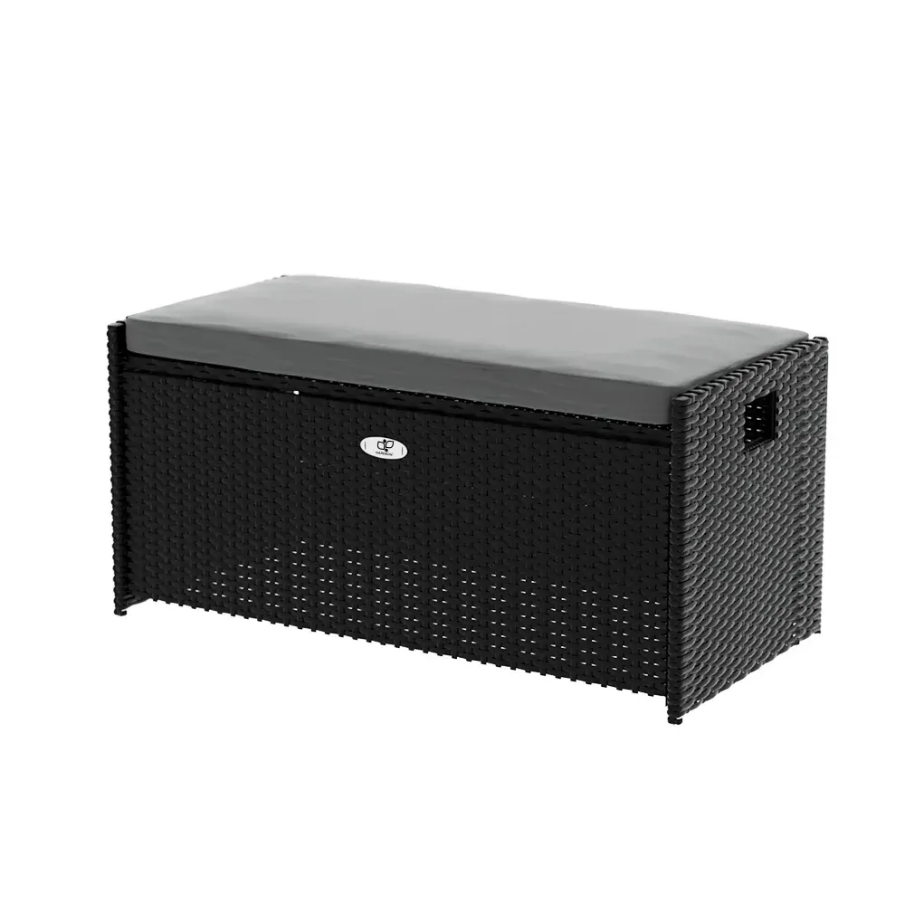 Outdoor Storage Bench Box Wicker Garden Sheds Tools Cushion Patio Furniture Black Outdoor Storage Bench Box Wicker Garden Sheds Tools Cushion Patio Furniture Black