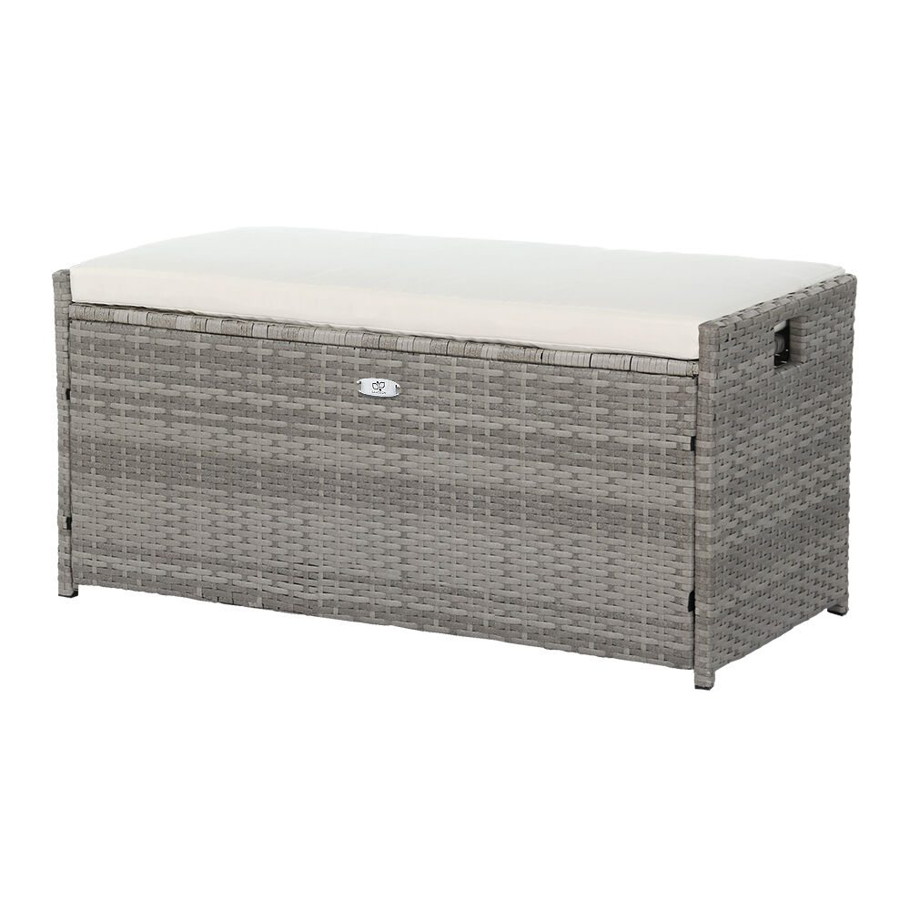 Gardeon Outdoor Storage Bench Box Wicker Garden Sheds Tools Cushion Patio Furniture Grey Gardeon Outdoor Storage Bench Box Wicker Garden Sheds Tools Cushion Patio Furniture Grey