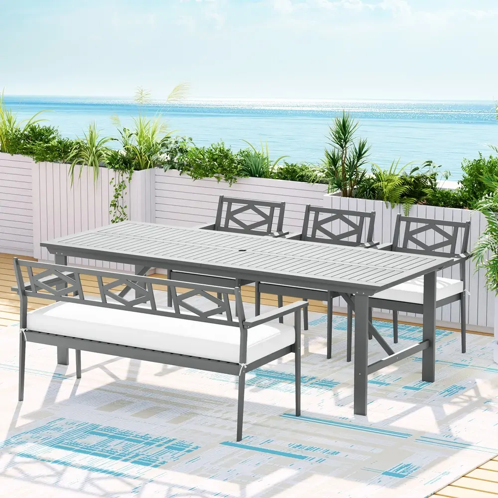 Outdoor Dining Set 5 Piece Wooden Table Chairs Setting Grey Outdoor Dining Set 5 Piece Wooden Table Chairs Setting Grey