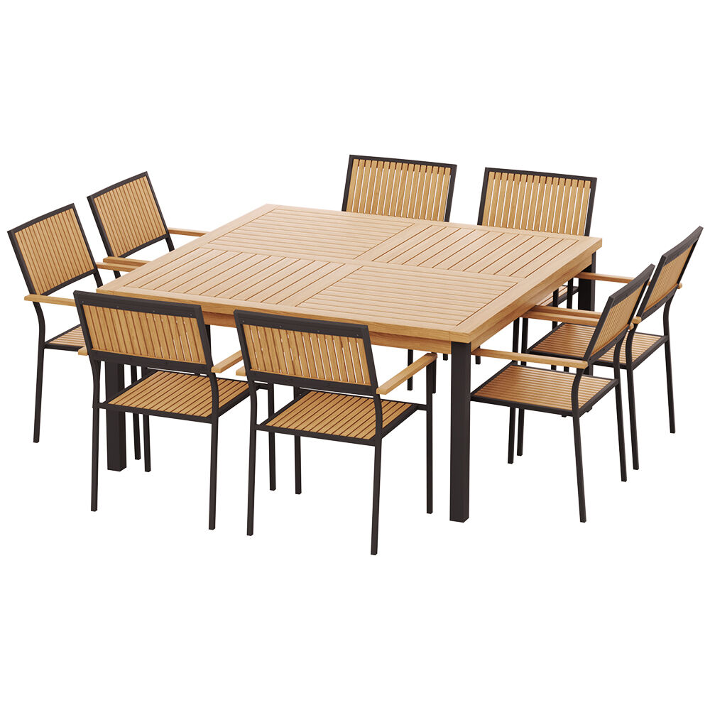 Gardeon Outdoor Dining Set 9 Piece Wooden Table Chairs Setting Gardeon Outdoor Dining Set 9 Piece Wooden Table Chairs Setting