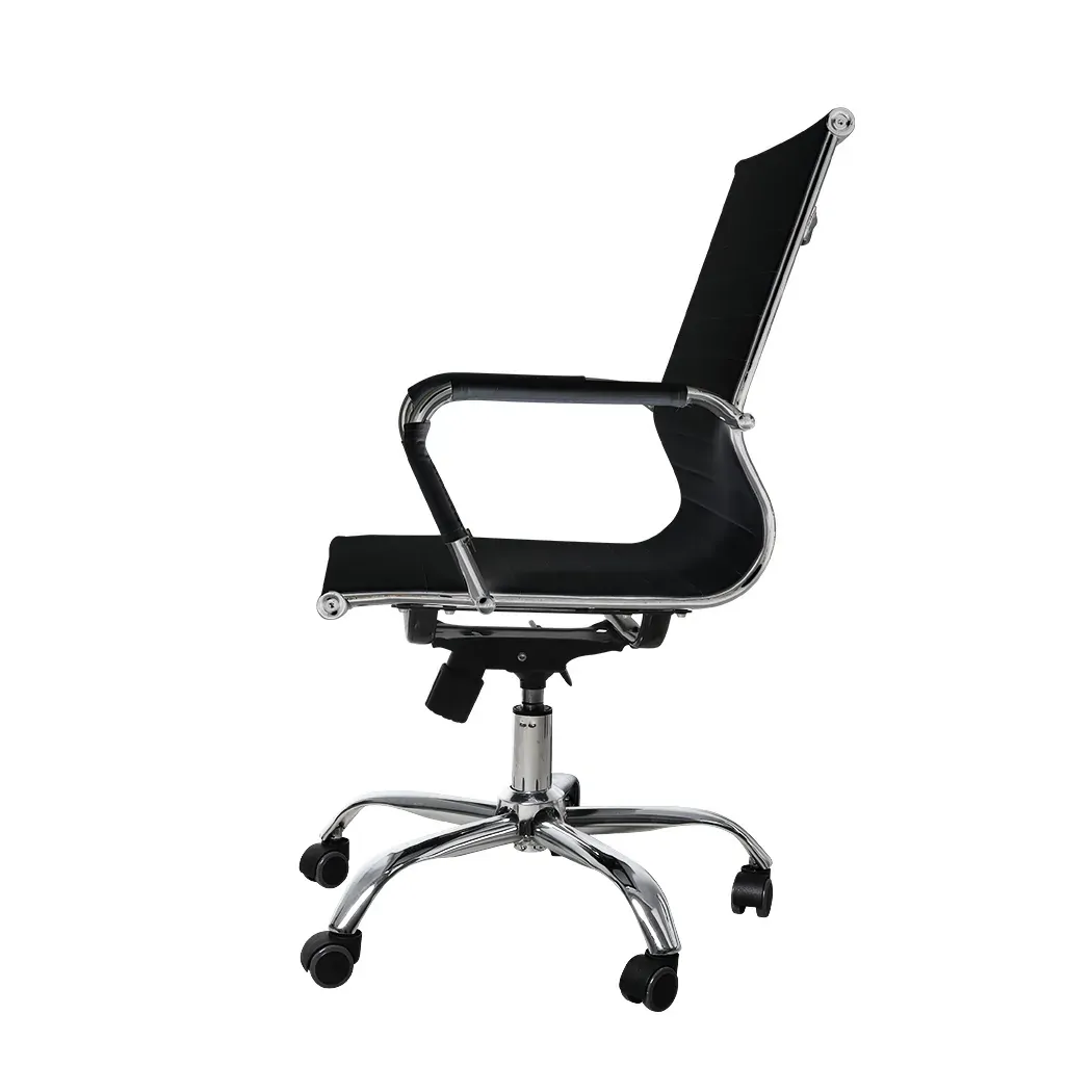 Office Chair Home Work Study Gaming Chairs PU Mat Seat Mid-Back Computer Black Office Chair Home Work Study Gaming Chairs PU Mat Seat Mid-Back Computer Black