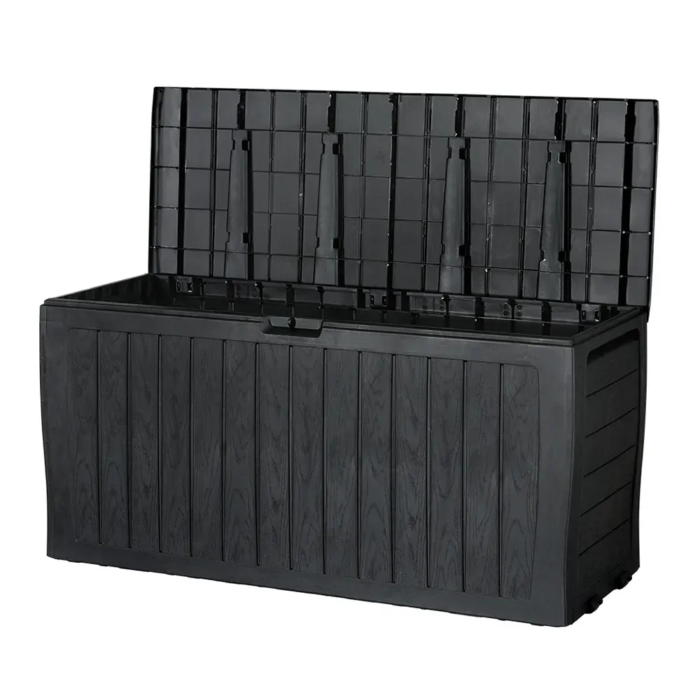 Outdoor Storage Box 220L Lockable Organiser Garden Deck Toy Shed Tool Black Outdoor Storage Box 220L Lockable Organiser Garden Deck Toy Shed Tool Black