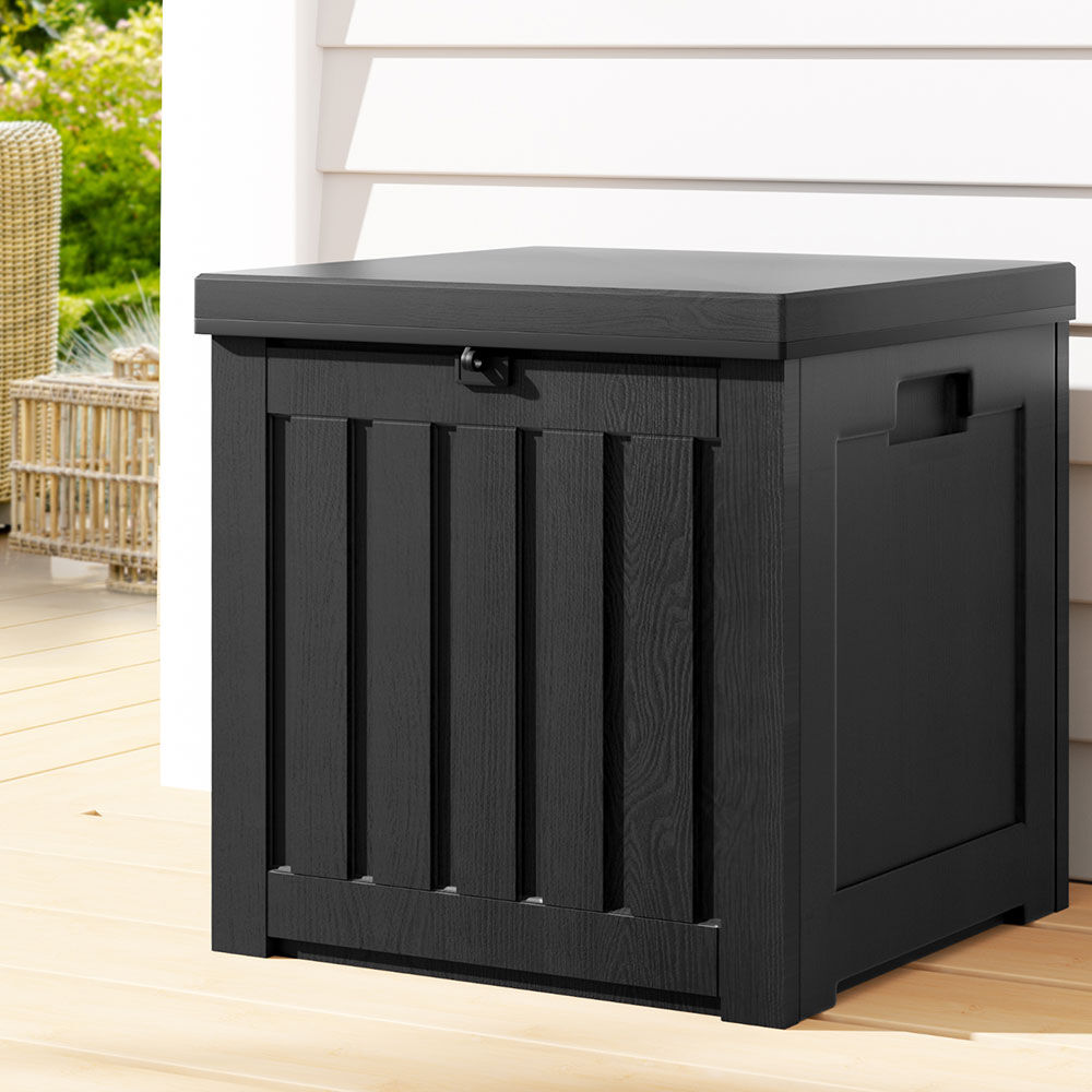 Outdoor Storage Box 80L Container Lockable Garden Toy Tool Shed Black Outdoor Storage Box 80L Container Lockable Garden Toy Tool Shed Black
