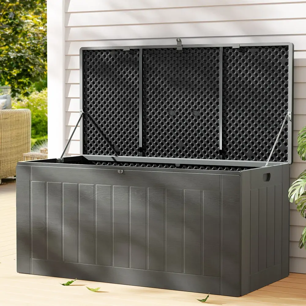 Outdoor Storage Box 830L Container Lockable Garden Bench Tool Shed Black Outdoor Storage Box 830L Container Lockable Garden Bench Tool Shed Black
