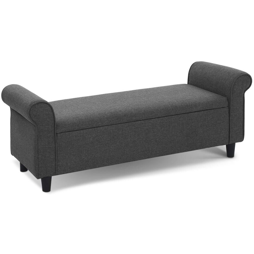 Artiss Storage Ottoman Blanket Box 125cm Arm Linen Grey Artiss Storage Ottoman Blanket Box 125cm Arm Linen Grey