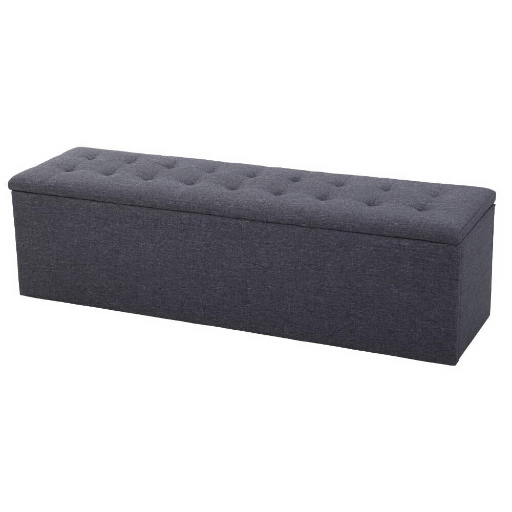 Artiss Storage Ottoman Blanket Box 140cm Linen Dark Grey Artiss Storage Ottoman Blanket Box 140cm Linen Dark Grey